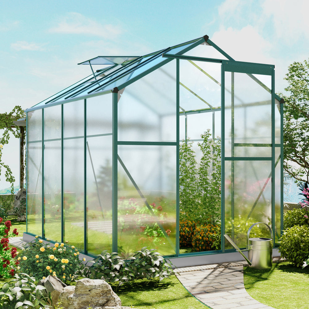 Aluminium Kweekkas – Tuinkas – Plantenkas – Groentekas – Kas Met Fundering – Groen – 4,75 m² – Stevig Aluminium Frame – Schuifdeur En Dakraam