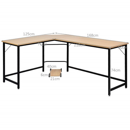 Hoekbureau – L-vormig Bureau – Gamestoel Bureau – Computerbureau – Office Bureau – Ruim Werkoppervlak 168x125 cm – Hoogwaardig MDF Met Stabiel Metalen Frame