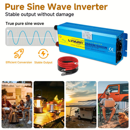 Spanningsomvormer – Omvormer – Inverter – Stroomomzetter – Converter – 24V Naar 220V – 2500W Continu – Pure Sinusgolf Met LCD Display