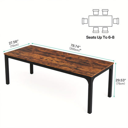 200.0cm W X 70.0cm D Large Office Conference Table, 198.12cm Conference Room Table, Modern Seminar Meeting Table Desk for Boardroom, Meeting Room (1, Rustic Brown), Office Furniture, Professional Meeting Setup, Sleek Boardroo