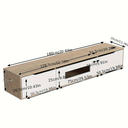 TV Stand, Entertainment Cabinet, High-Gloss TV Stand, Colour Scheme High-Gloss White And Wood, TV Stand Size 180 X 35 X 30 Cm