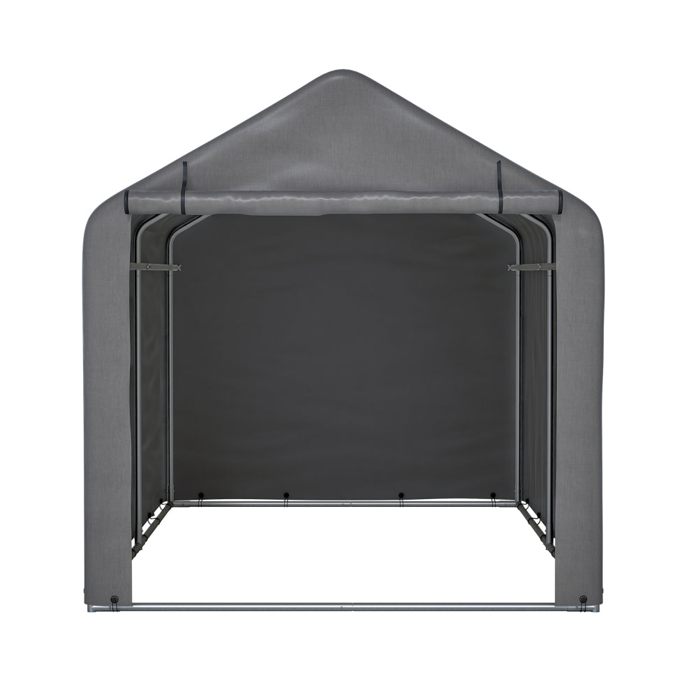 Grote Tuinschuur – Opbergschuur – Garage – Carport – Motorstalling – Zwaar Belastbaar – 160x220x165 cm – Grijs Met Zwart Frame – Rolluikdeur Met Raam