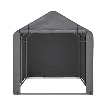 Grote Tuinschuur – Opbergschuur – Garage – Carport – Motorstalling – Zwaar Belastbaar – 160x220x165 cm – Grijs Met Zwart Frame – Rolluikdeur Met Raam