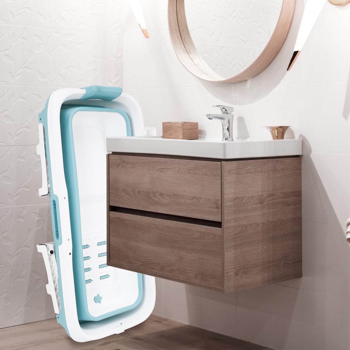 Opvouwbare Badkuip – Inklapbaar Bad – Mobiele Badkuip – Opvouwbaar Ligbad – Draagbaar Bad – Extra Groot 118 cm – Duurzaam PP + TPE Materiaal