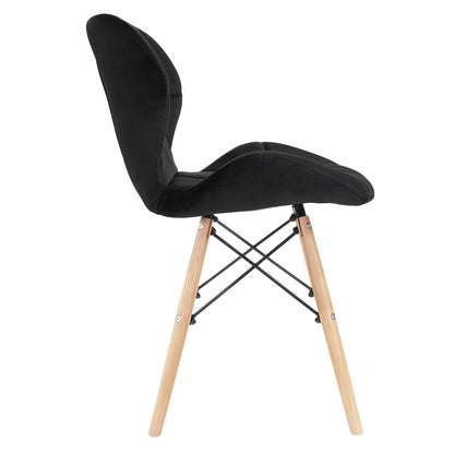 Velvet Stoel – Eetkamerstoel – Bureaustoel – Designstoel – Zetel – Zachte Velvet Bekleding – Stevige Beukenhouten Poten – Zithoogte 45 cm – Zwart Mat