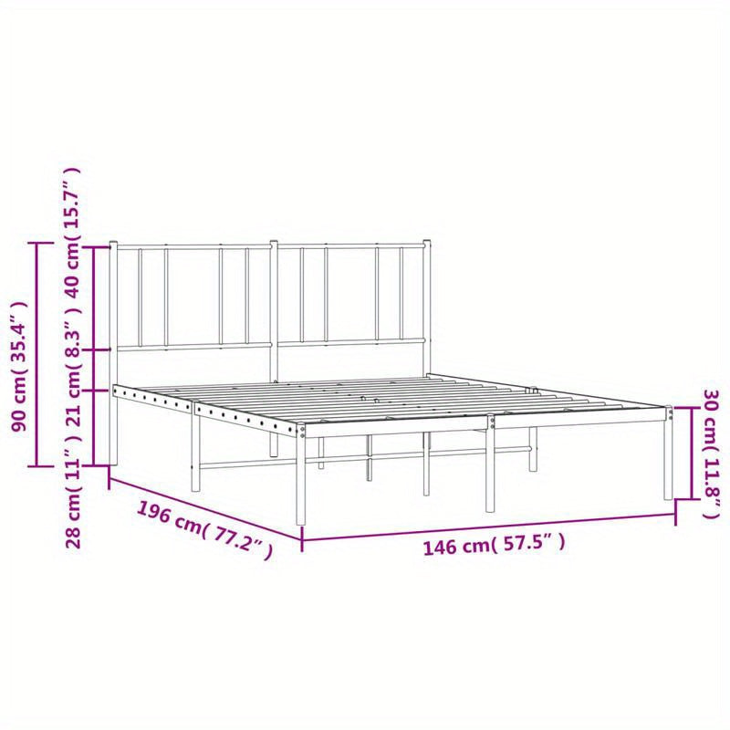 Bedframe – Bedframe Met Hoofdbord – Bed Stel – Bedframe Metaal – Bed Frame Zwart – Poedergecoat Staal – Maat 140x190 Cm