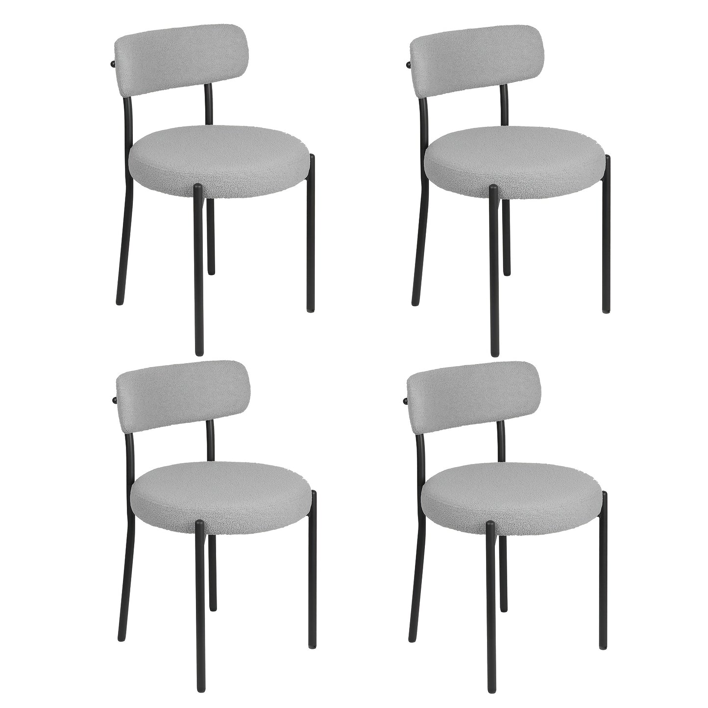 Eetkamerstoelen – Kuipstoelen – Keukenstoelen – Dinersstoelen – Stoelen Set Van 4 – Velvet Bekleding – Zwarte Metalen Poot