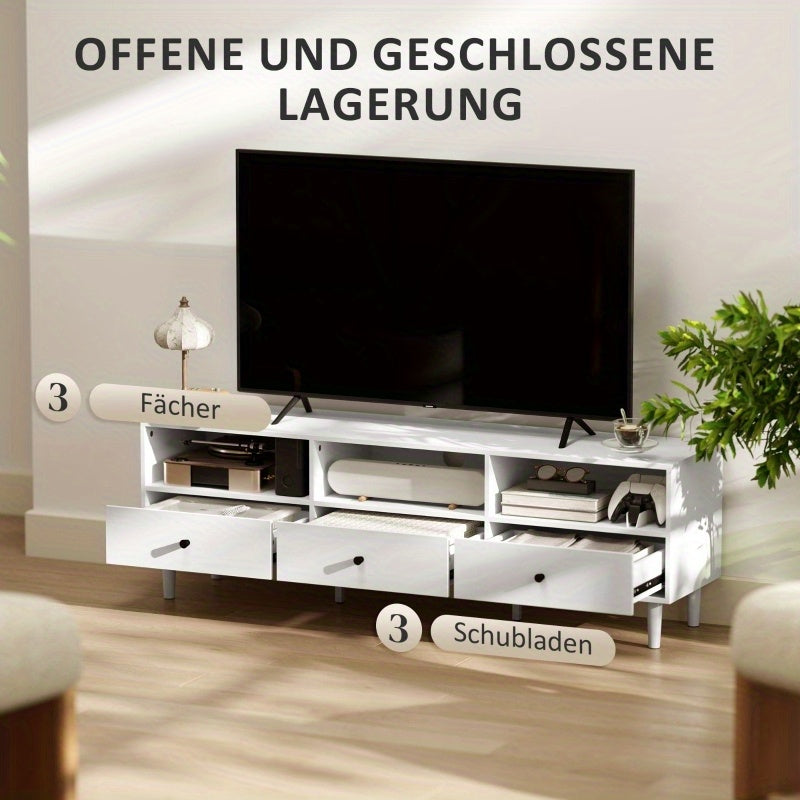 TV-kast – Tv-meubel – Entertainmentkast – Tv dressoir – Woonkamermeubel – Wit – 140 cm breed – Kabelmanagement – Geschikt voor tv tot 75 inch