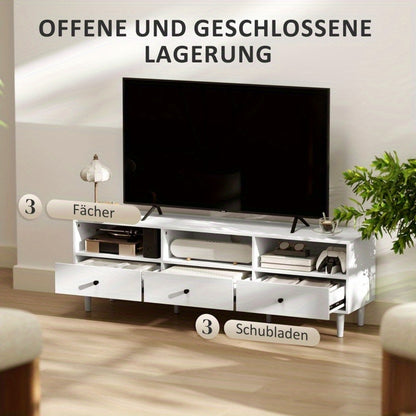 TV-kast – Tv-meubel – Entertainmentkast – Tv dressoir – Woonkamermeubel – Wit – 140 cm breed – Kabelmanagement – Geschikt voor tv tot 75 inch