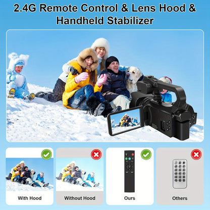 Vlogcamera – Compactcamera – Videocamera – Fotocamera – Vlogging Camera – 6K Ultra HD Video – Nachtzicht & 18x Digitale Zoom – 64MP – Touchscreen – Wifi – Inclusief Microfoon & Afstandsbediening – Zwart