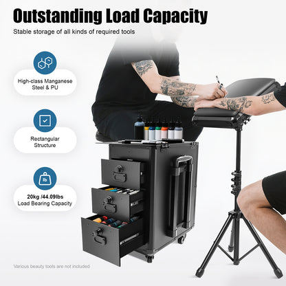Rolling Makeup Case, Makeup Case with 4 Universal Wheels, Makeup Case with Combination Lock
