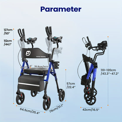 Rollator – Wandelwagen – Looprek – Mobiliteitshulpmiddel – Seniorenrollator – Rood – Grote 20,32 cm All-Terrain Wielen – Verstelbaar Frame Met Comfortabele Zitting