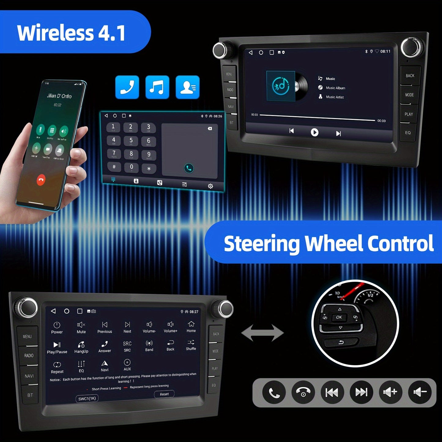 Android Autoradio – Multimedia Unit – Inbouwradio – Auto Stereo – Navigatiesysteem – 7-Inch HD IPS Touchscreen – Wireless CarPlay & AHD Achteruitrijcamera
