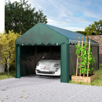 Carport – Overkapping – Garage Tent – Auto Shel­ter – Bescherming – 3 x 6 Meter – Gegalvaniseerd Staal – Waterdicht UV-Bestendig Met Oprolbare Deuren
