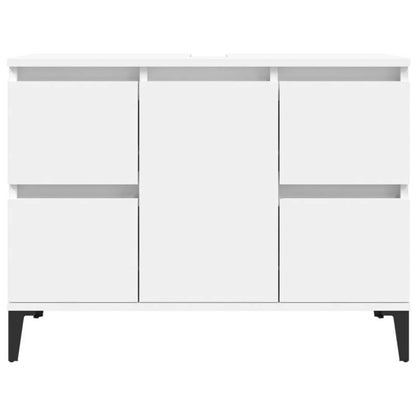 Witte Onderkast Badkamer – Wastafelkastje – Badkamerkast – Opbergkast – Kast Onder Wastafel – Ruimtebesparend Design – 80x33x60 Cm MDF Hout