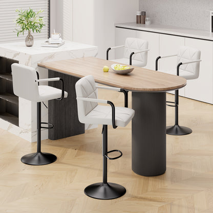 Barstoel – Barkruk – Barstoel Stoel – Keukenstoel – Barstoelen Set Van 4 – Verstelbare Hoogte – 360° Draaibaar – Ergonomisch Met Rugleuning En Armleuning – Compact En Onderhoudsvriendelijk