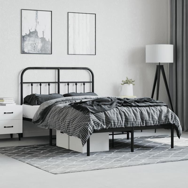 Bed frame with Black Metal Headboard 120x200cm