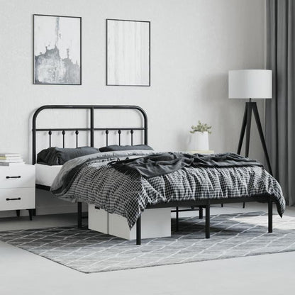 Bed frame with Black Metal Headboard 120x200cm