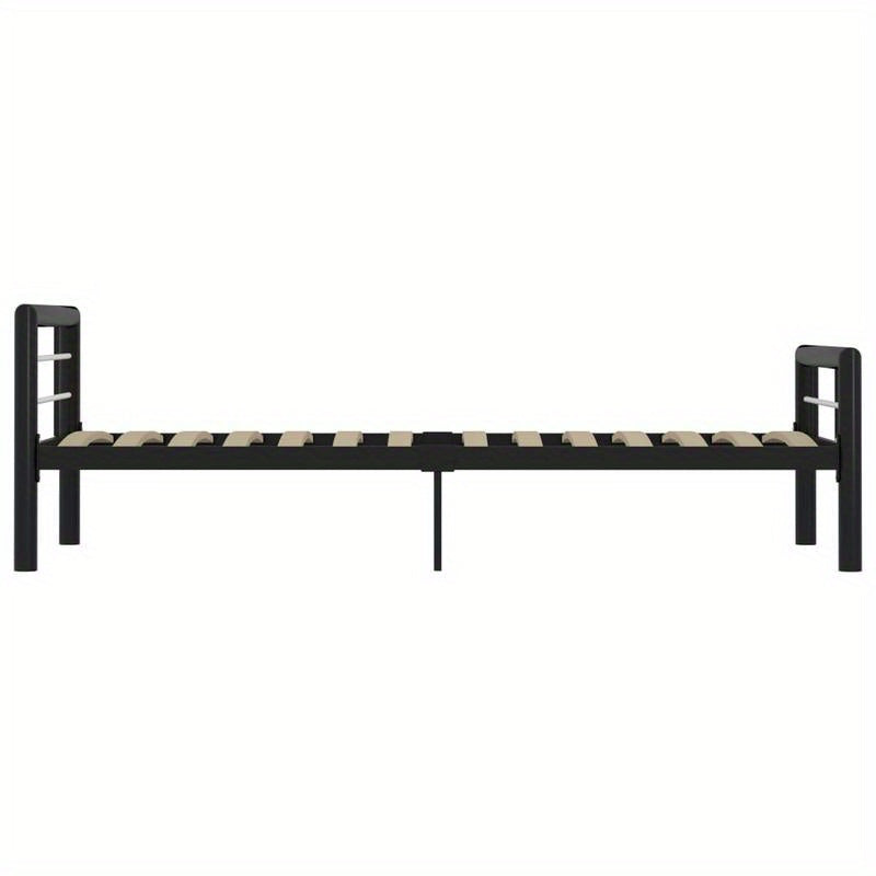 Contemporary Metal Bed Frame with Transparent Headboard - 90x200cm, Black & White Minimalist Design, Sturdy Metal Frame, Easy Assembly, No Electricity Needed, Perfect for Modern Bedroom Decor, Bedroom Furniture, Minimalist Be