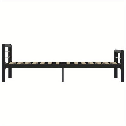 Contemporary Metal Bed Frame with Transparent Headboard - 90x200cm, Black & White Minimalist Design, Sturdy Metal Frame, Easy Assembly, No Electricity Needed, Perfect for Modern Bedroom Decor, Bedroom Furniture, Minimalist Be