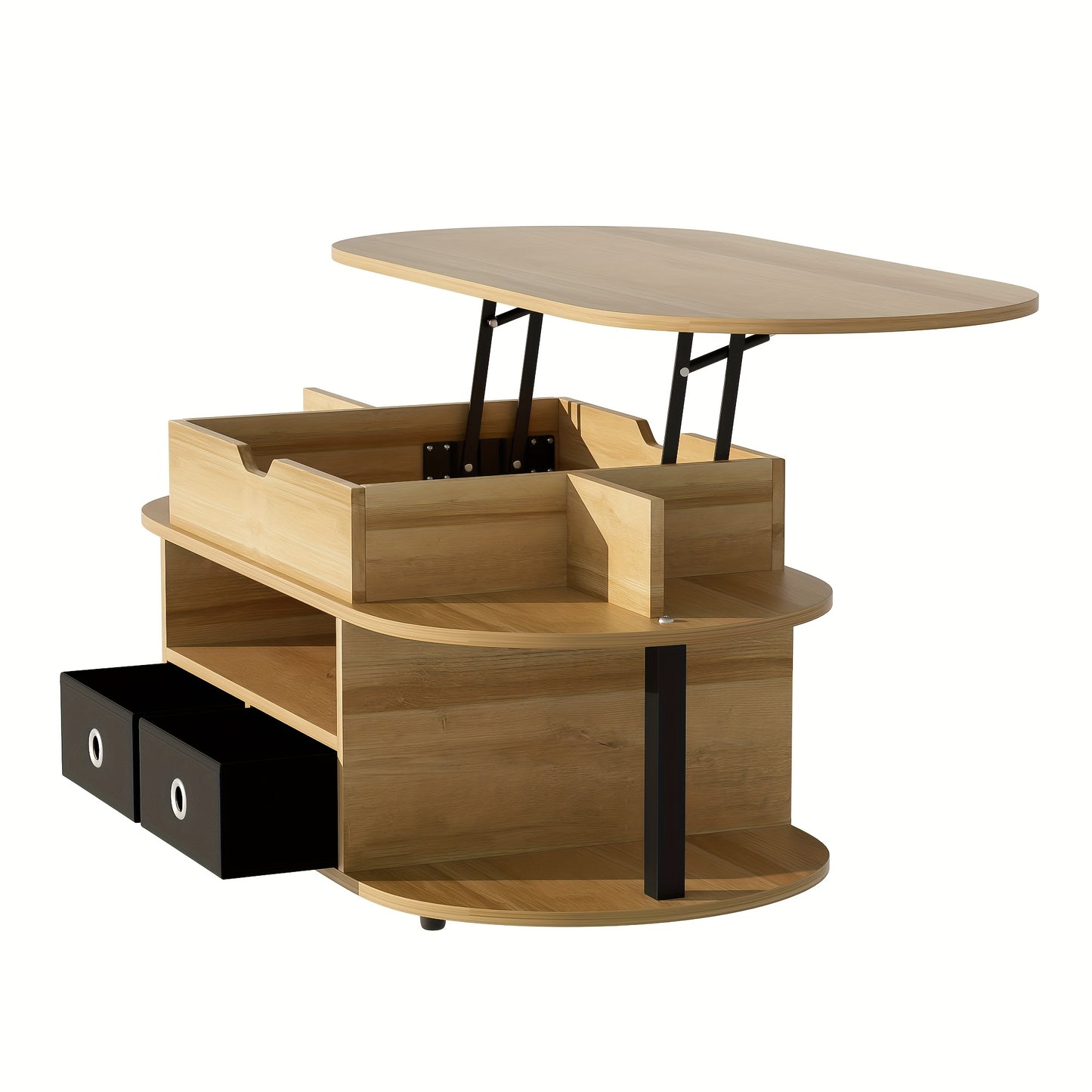 Salontafel – Koffietafel – Tafeltje – Verhoogbare Tafel – Houten Tafel – Verstelbare Hoogte – Hardhout Met Opbergruimte