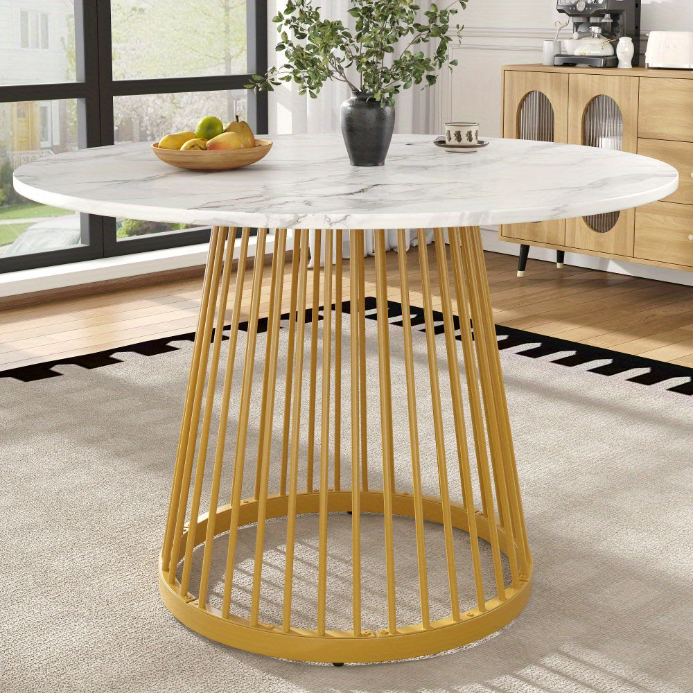 Ronde Eettafel – Keukentafel – Koffietafel – Eetkamertafel – Tafeltje – 80x80x76 cm – Metalen Poten – Modern Design – Geschikt Voor 4 Personen