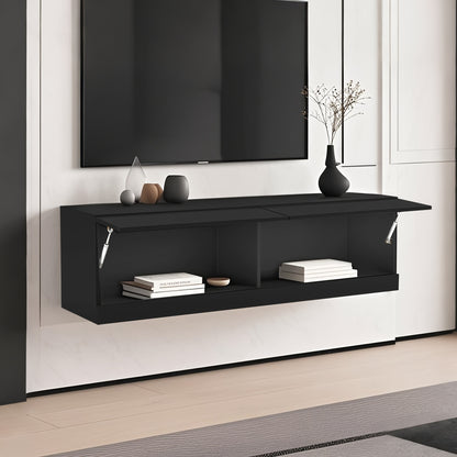 TV Cabinet, Hanging TV Cabinet Lowboard TV Cabinet, 140x35x40cm, Black