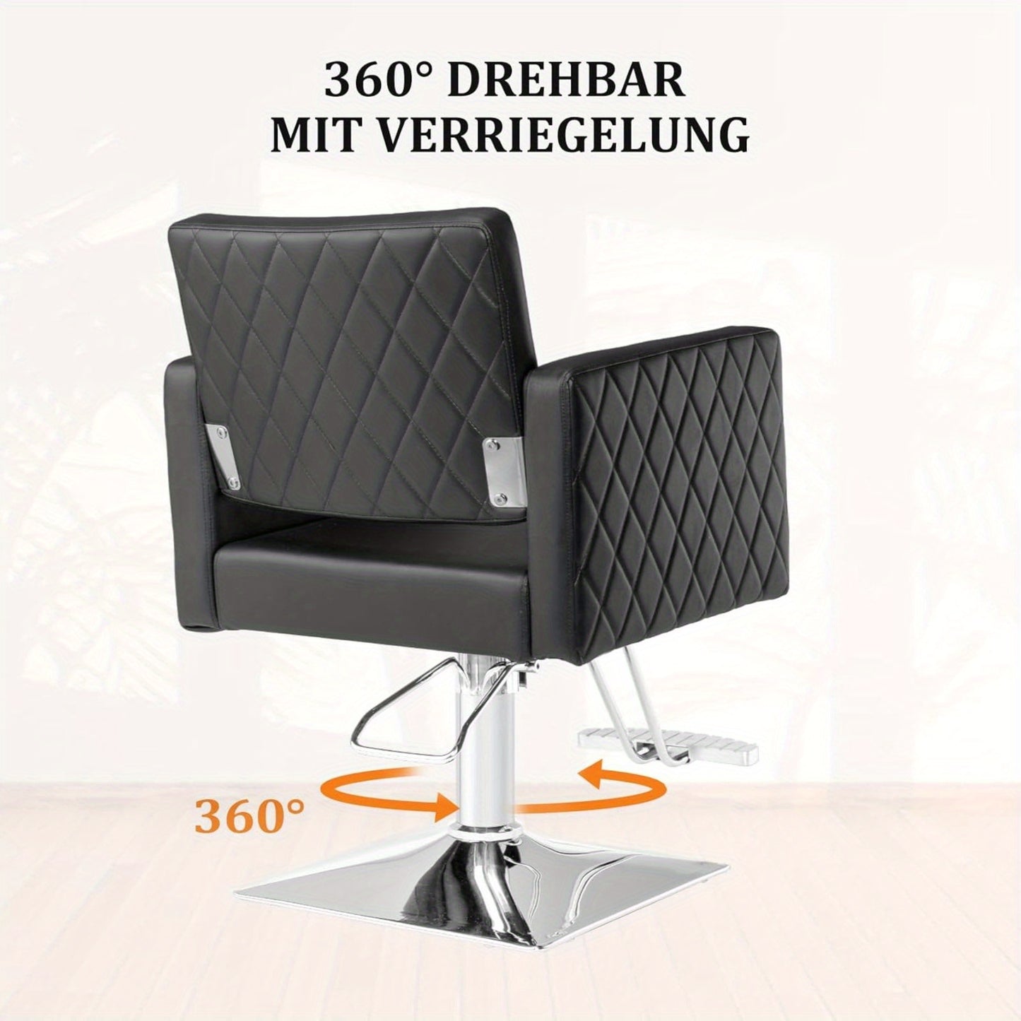 Kappersstoel – Barbersstoel – Salonstoel – Stoel Voor Kappers – Hairstylersstoel Zwart – Verstelbare Hoogte 90-105 cm – 360° Draaibaar Met Aluminium Voetsteun