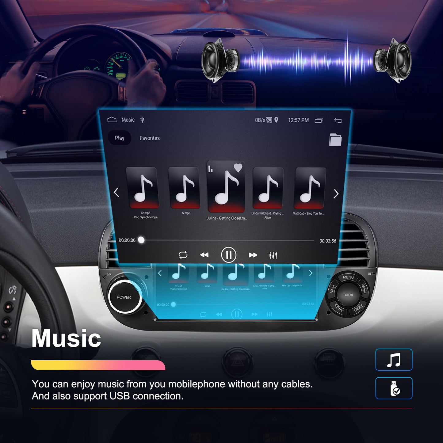 Autoradio Fiat 500 – Multimedia Autoradio – Android Auto Radio – Navigatiesysteem – Draadloze CarPlay – 7 Inch HD Touchscreen – Wireless GPS & Wifi