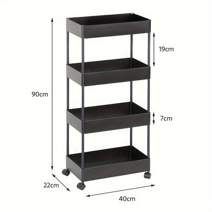 Opbergrek – Opbergwagen – Opbergkast – Stellingkast – Opbergrek met Wieltjes – Smal 40x22x90 cm – Kunststof & Verplaatsbaar