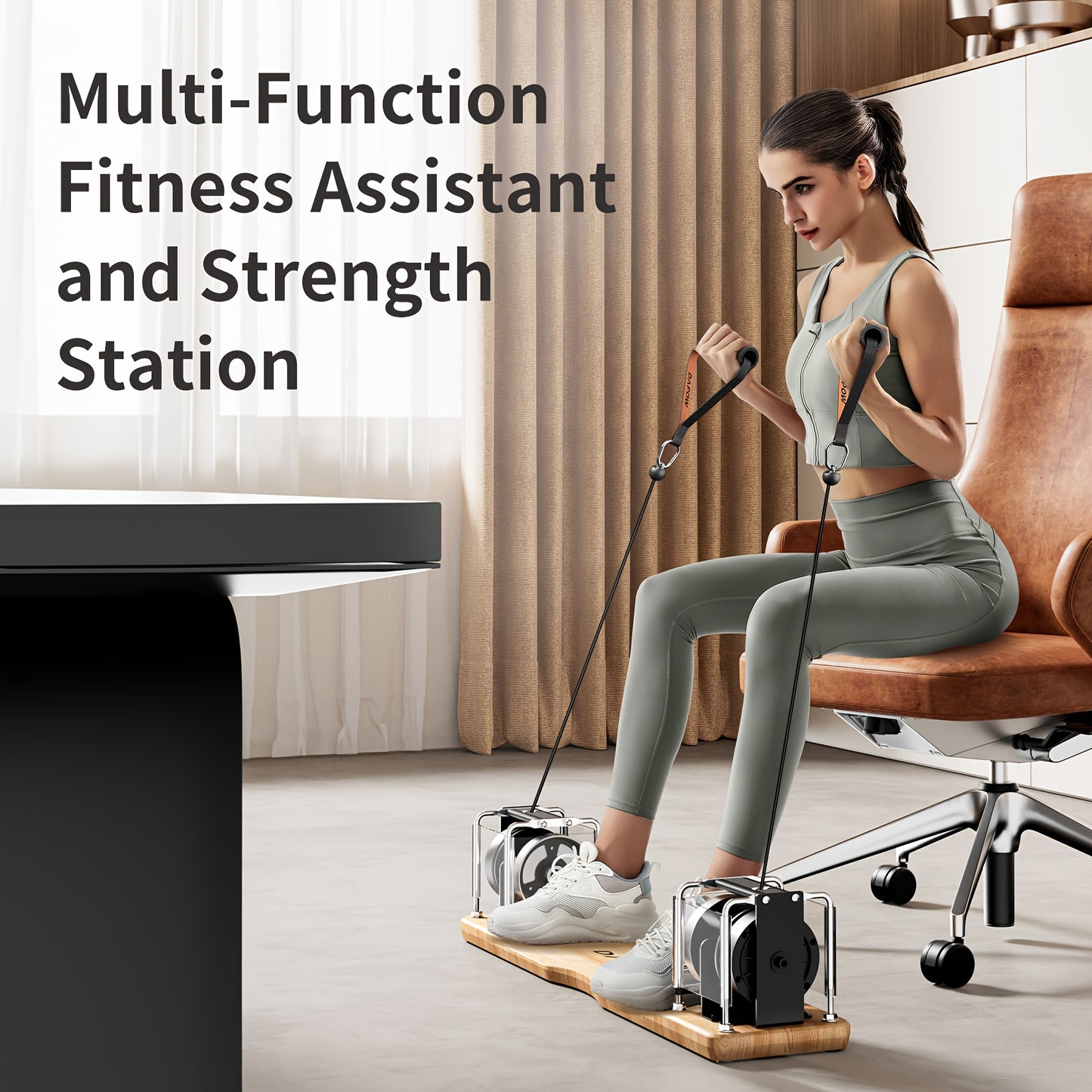 Home Gym Systeem – Fitnessapparaat – Krachttraining Set – Weerstandstrainer – Workout Machine – Verstelbare Weerstand 7-17kg – Compact & Draagbaar Zonder Elektriciteit