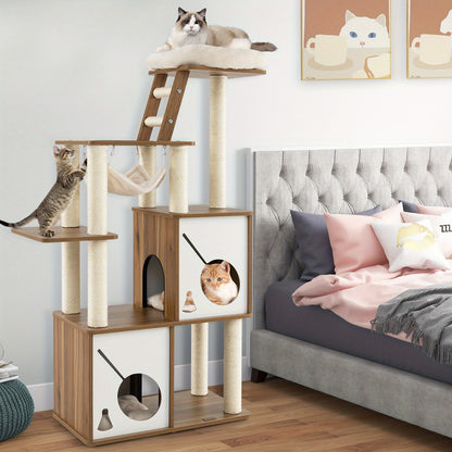 Krabpaal – Kattenboom – Kattenhuis – Kattenmeubel – Kattentoren – Multi-Level Kattenboom – Robuuste Stalen Constructie – Uitneembare Wasbare Ligplekken