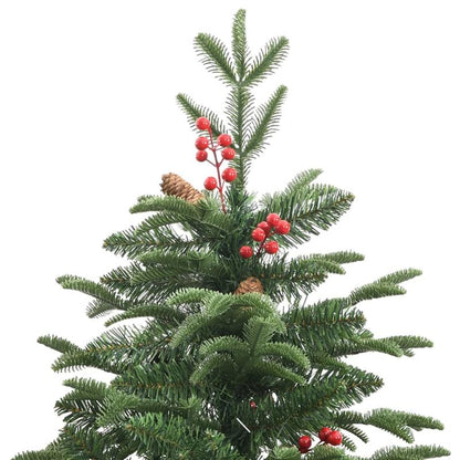 180cm (5'10") Foldable Artificial Christmas Tree with Cones & Berries - Full, Heavy Base, Space-Saving Design for Small Spaces, Easy Setup, Sturdy Floor Decoration for Living Room, Apartment, Office - No Assembly Required, Du