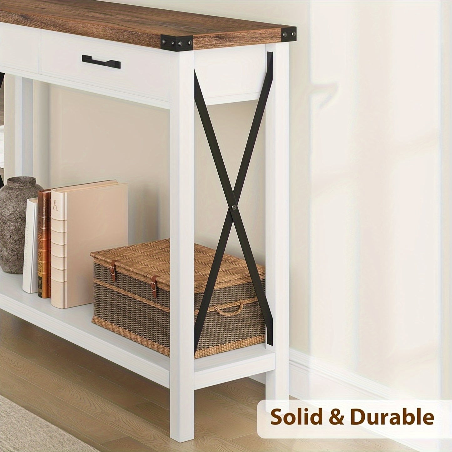 Sidetable – Consoletafel – Haltafel – Wandtafel – Bijzettafel – Wit – 102x30x79 cm – 2 Lades met Opbergruimte