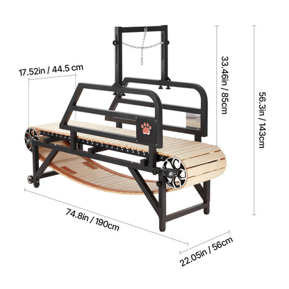 Hondloopband – Hondenloopmachine – Loopband Honden – Binnenloopband – Looptrainer Hond – Geschikt voor Grote Honden Tot 100 kg – Stevig Carbonstaal Frame met Houten Loopvlak