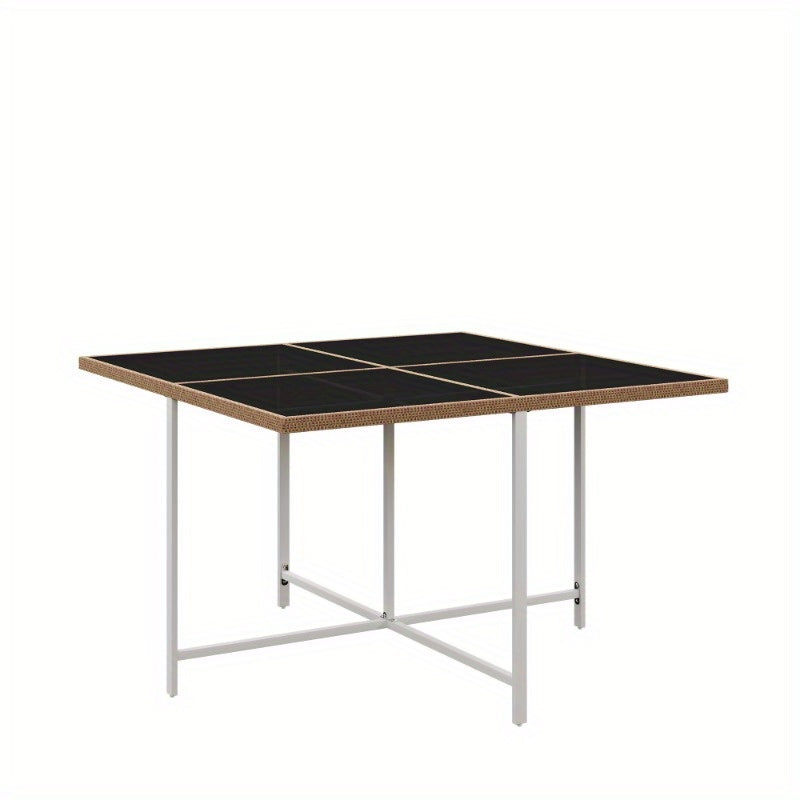 Tuinset – Diningset – Bistroset – Buitenmeubelset – Loungeset – 7-delig – 6 Personen – Tafel met Gehard Glas – Stoelen met PE Rattan en Acacia Hout