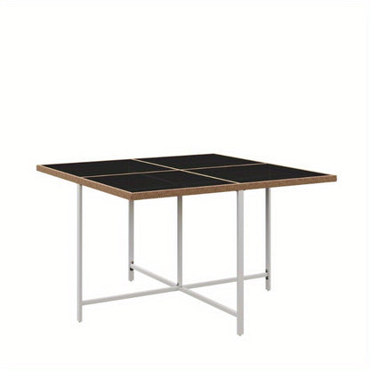 Tuinset – Diningset – Bistroset – Buitenmeubelset – Loungeset – 7-delig – 6 Personen – Tafel met Gehard Glas – Stoelen met PE Rattan en Acacia Hout