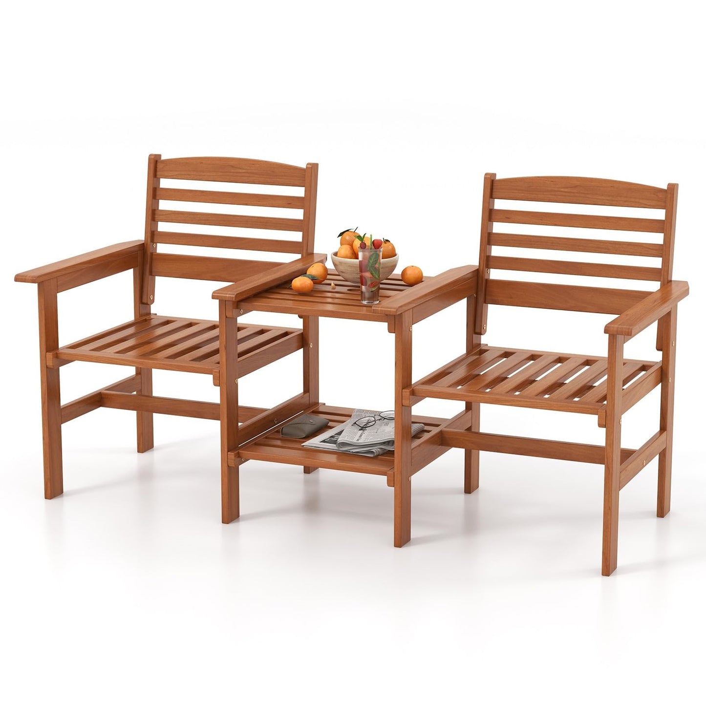 Tuinbank – Buitenbank – Houten Bank – Balkonbank – Terrasbank – 2-Zits Met Tafel – Parasolgat – Hardhout 159,5x61,5x88 cm