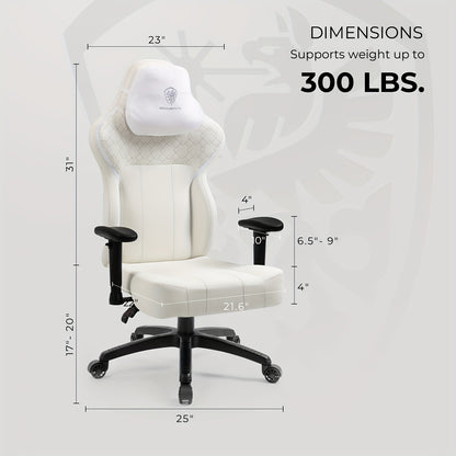 Bureaustoel PU – Computustoel – Werkstoel – Gamingstoel – Kantoorstoel – Ergonomisch Recliner – Hoge Rugleuning Met Voetensteun – Wit