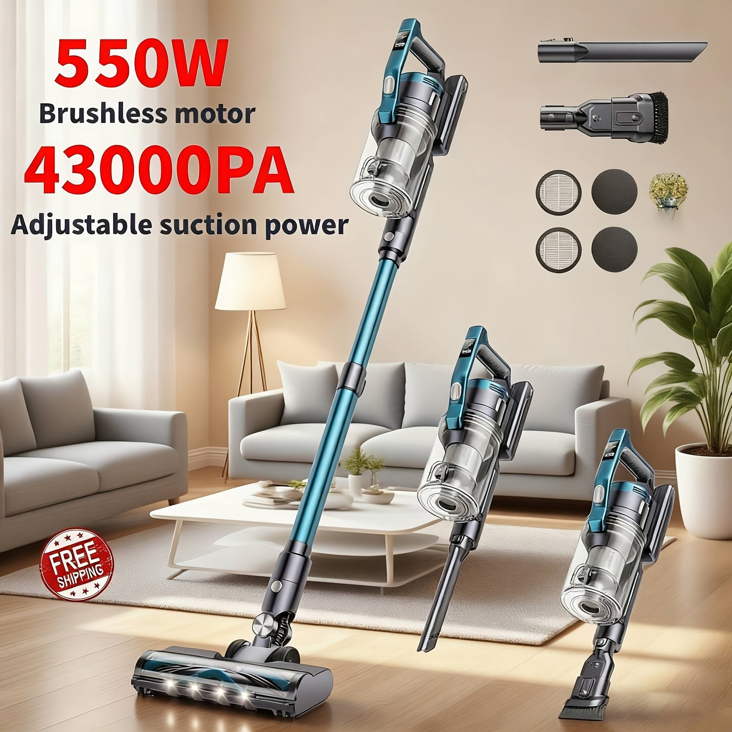 Steelstofzuiger – Draadloze Stofzuiger – Kruimeldief – Handstofzuiger – Stofzuiger Zonder Zak – 43 KPa Zuigkracht – 55 Min Batterijduur