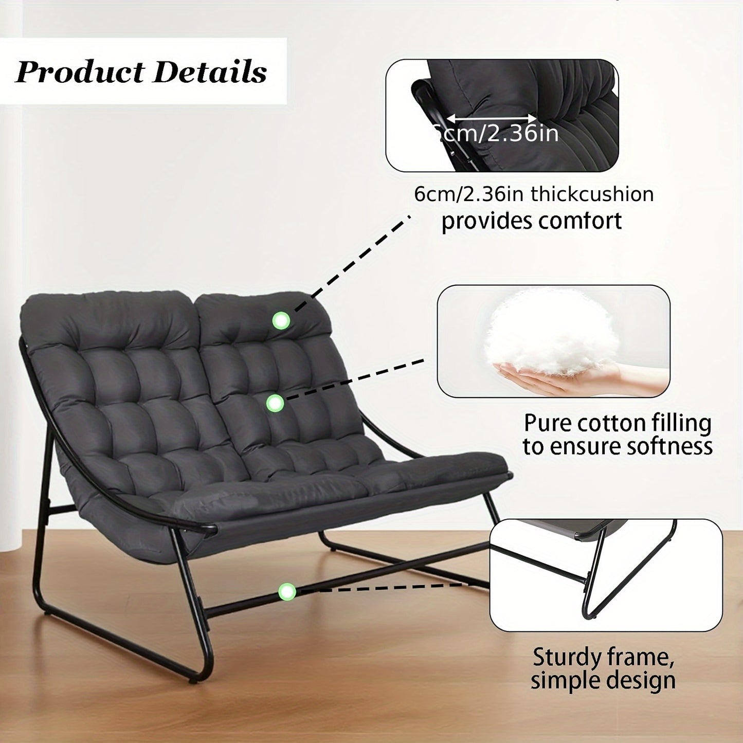Tuinbank – Buitenbank – Balkonbank – Terrasbank – Garden Sofa – Grijs – Weerbestendig Met Metaal Frame – Inclusief Afneembare Kussens