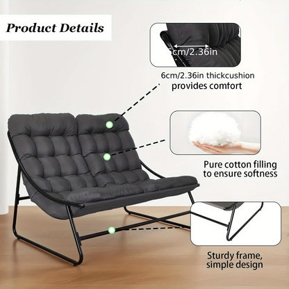 Tuinbank – Buitenbank – Balkonbank – Terrasbank – Garden Sofa – Grijs – Weerbestendig Met Metaal Frame – Inclusief Afneembare Kussens