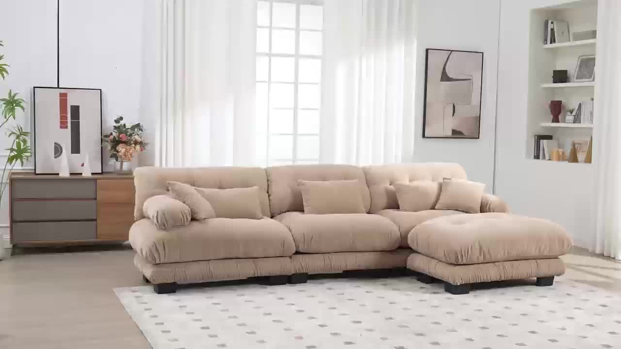 Luxury Oversized U-Shaped Sectional Sofa with Ottoman - Convertible Sofa Bed, Deep Seat Cloud Couch, Space-Saving Corner Suitable for Living Room, Apartment, Guest Room