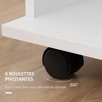 Kledingkast – Garderobekast – Opbergkast – Kledingmeubel – Witte Kledingkast – Mobiel Met 6 Wieltjes – Stevig Spaanplaat 120x40x128 cm