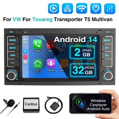 Autoradio – Multimedia Speler – Car Stereo – Auto Radio – Auto Multimedia – 7 Inch HD Touchscreen – Android 14 Systeem & Draadloze CarPlay