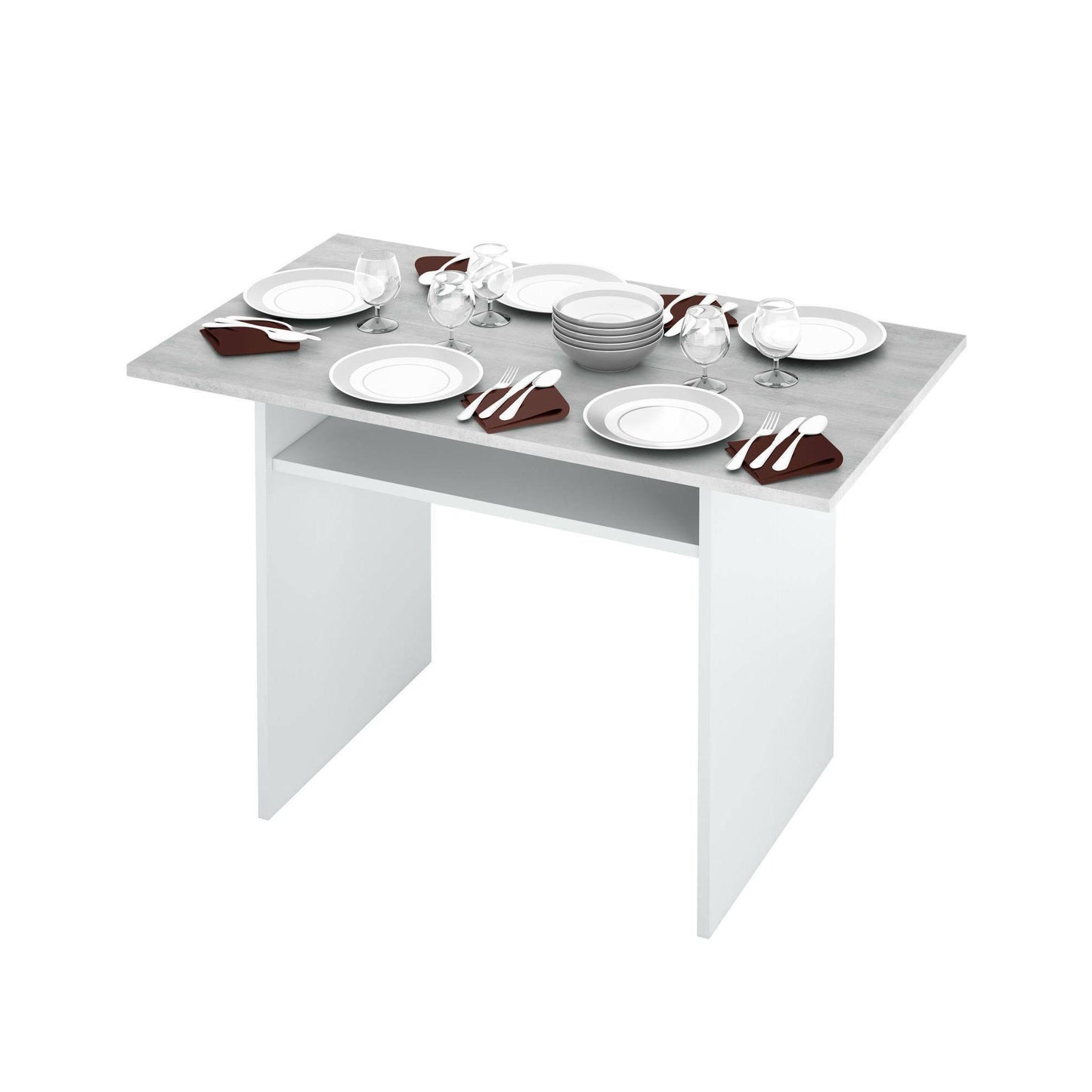Arila Extendable Table, Book-Style Opening with Extendable Top, Foldable Side Console Table, 120x35x77 cm, White and Cement
