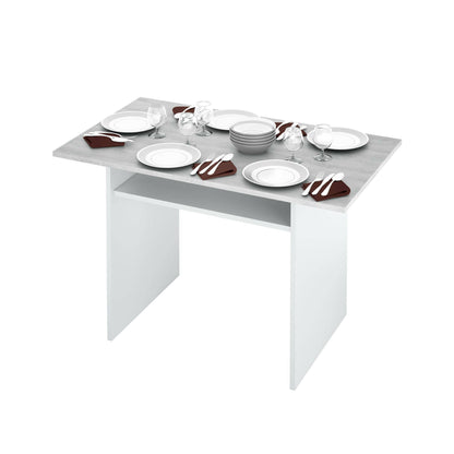 Arila Extendable Table, Book-Style Opening with Extendable Top, Foldable Side Console Table, 120x35x77 cm, White and Cement