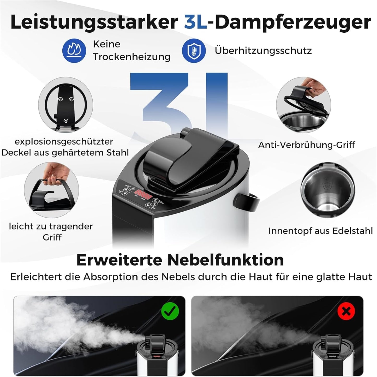 Stoomsauna – Home Sauna – Sauna Tent – Draagbare Sauna – Persoonlijke Sauna – Incl. 3L Stoomgenerator – Inklapbare Stoel & Voetmassager – Zwart – Compact 91x91x183 cm
