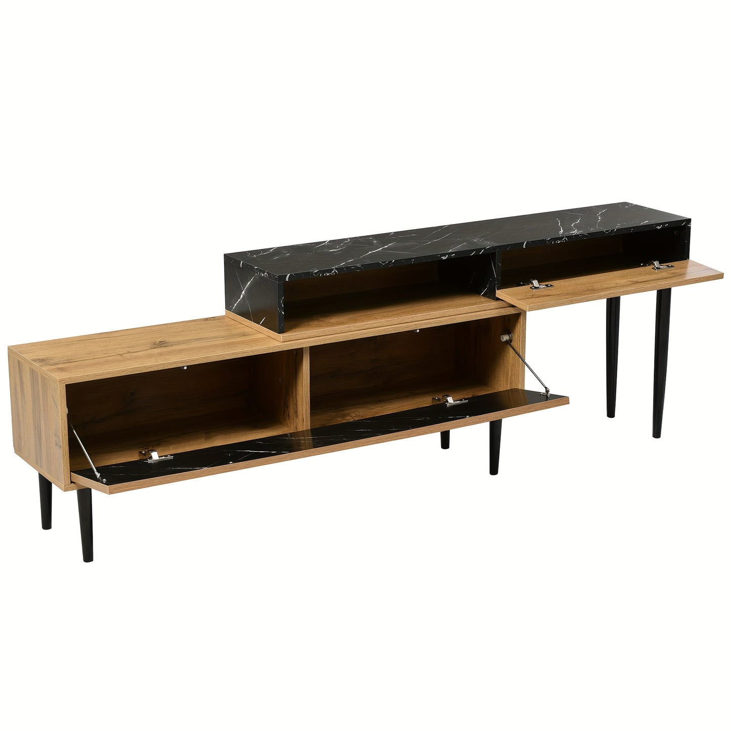 Modern TV‑kast / TV‑cabinet in Wit & Hout – 180 × 50 × 38 cm – Vrijstaand Mediameubel voor Woonkamer of Studio