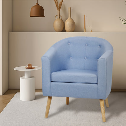 Fauteuil – Stoel – Zetel – Armstoel – Accentstoel – 64x60x70cm – Linnen Bekleding – Berkenhouten Poten